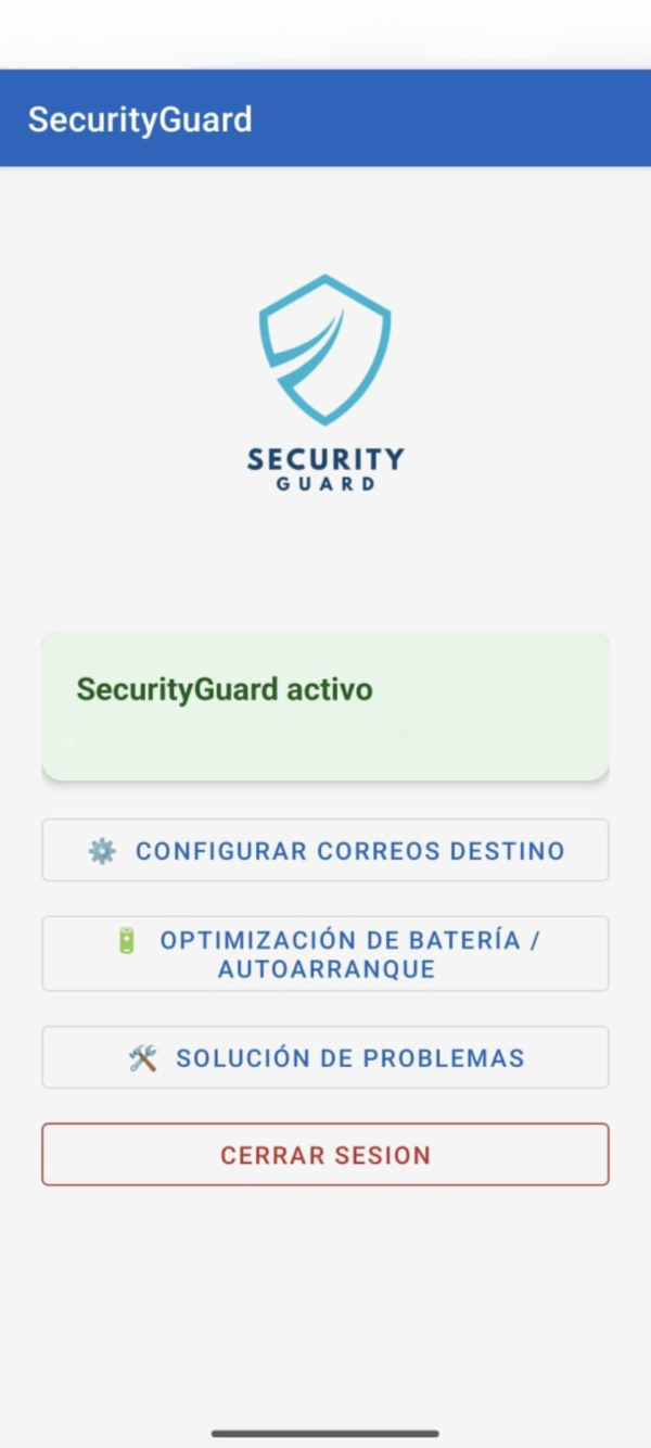 Captura de la app SecurityGuard