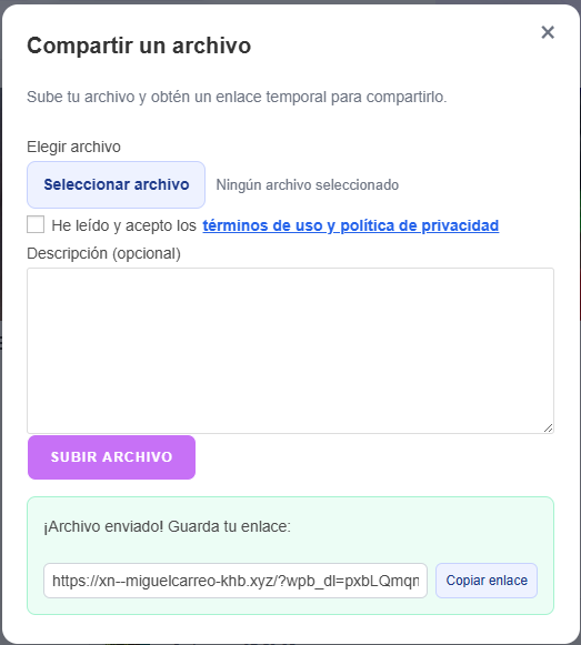 Como aparece el enlace a compartir